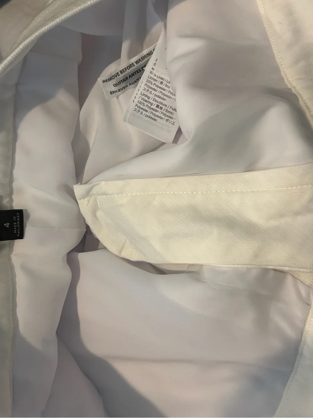 J. Crew Kate White Linen Blend Lined Straight Leg Pants 4 - Picture 10 of 14